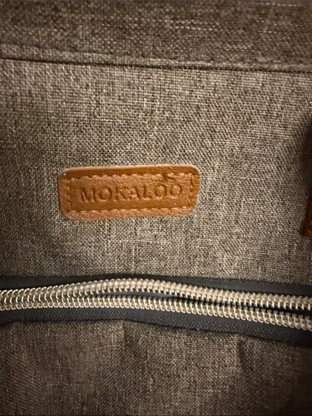 Stylish Grey Shoulder Bag with Tan Accents